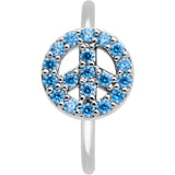 20G 5/16 Blue Gem Retro Peace Sign Seamless Nose Hoop