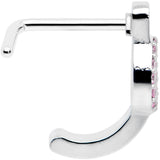20G 5/16 Faint Pink Gem Retro Peace Sign Faux Hoop L Shape Nose Ring