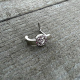 20G 5/16 Faint Pink Gem Retro Peace Sign Faux Hoop L Shape Nose Ring
