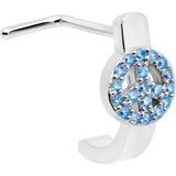 20G 5/16 Blue Gem Retro Peace Sign Faux Hoop L Shape Nose Ring