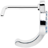 20G 5/16 Blue Gem Retro Peace Sign Faux Hoop L Shape Nose Ring