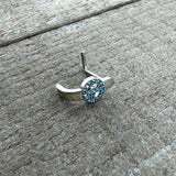 20G 5/16 Blue Gem Retro Peace Sign Faux Hoop L Shape Nose Ring