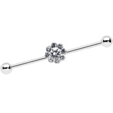 14G Clear Gem Whimsy Flower Industrial Barbell 38mm