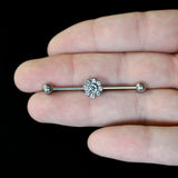 14G Clear Gem Whimsy Flower Industrial Barbell 38mm