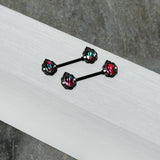 14G 9/16 Purple Tourmaline Black Lacy Drop Barbell Nipple Ring Set
