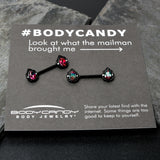 14G 9/16 Purple Tourmaline Black Lacy Drop Barbell Nipple Ring Set
