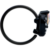 20G 5/16 Aurora Clear Gem Black Rococo Hearts Nose Hoop