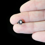 20G 5/16 Aurora Clear Gem Black Rococo Hearts Nose Hoop