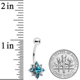 Blue Clear Gem Stylish Snowflake Holiday Belly Ring