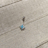 Blue Clear Gem Stylish Snowflake Holiday Belly Ring