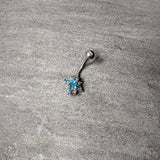 Blue Clear Gem Stylish Snowflake Holiday Belly Ring
