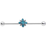 14G Blue Gem Frosty Snowflake Christmas Industrial Barbell 38mm