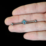 14G Blue Gem Frosty Snowflake Christmas Industrial Barbell 38mm