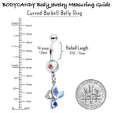 Aurora Gem Fleur de Lis Butterfly Dangle Belly Ring