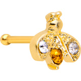 20G 1/4 Yellow Gem Gold Tone Fashion Bug Nose Bone