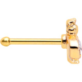 20G 1/4 Yellow Gem Gold Tone Fashion Bug Nose Bone