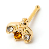 20G 1/4 Yellow Gem Gold Tone Fashion Bug Nose Bone