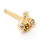 20G 1/4 Yellow Gem Gold Tone Fashion Bug Nose Bone