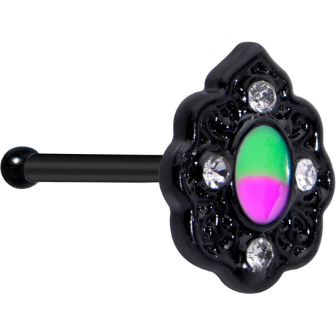 20G 1/4 Purple Tourmaline Black Lacy Drop Nose Bone