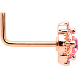 20G 7mm Pink Gem Rose Gold Tone Rococo Star L Shape Nose Ring