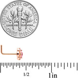 20G 7mm Pink Gem Rose Gold Tone Rococo Star L Shape Nose Ring