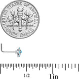 20G 7mm Blue Clear Gem Stylish Snowflake L Shape Nose Ring