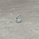 20G 7mm Blue Clear Gem Stylish Snowflake L Shape Nose Ring