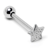 316L Surgical Steel Texture Star Barbell Tongue Ring