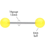 Bright Sunny Yellow Ends Barbell Tongue Ring