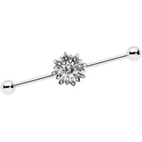 14G Clear Gem Starry Flower Industrial Barbell 38mm