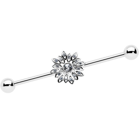 14G Clear Gem Starry Flower Industrial Barbell 38mm