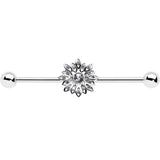 14G Clear Gem Starry Flower Industrial Barbell 38mm