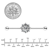 14G Clear Gem Starry Flower Industrial Barbell 38mm