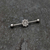 14G Clear Gem Starry Flower Industrial Barbell 38mm