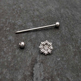 14G Clear Gem Starry Flower Industrial Barbell 38mm