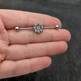 14G Clear Gem Starry Flower Industrial Barbell 38mm