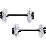 14G 9/16 White Howlite Black Claw Barbell Nipple Ring Set