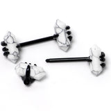 14G 9/16 White Howlite Black Claw Barbell Nipple Ring Set