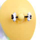 14G 9/16 White Howlite Black Claw Barbell Nipple Ring Set