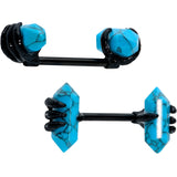14G 9/16 Blue Turquoise Black Claw Barbell Nipple Ring Set