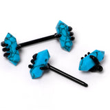 14G 9/16 Blue Turquoise Black Claw Barbell Nipple Ring Set