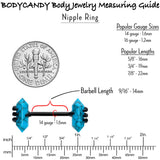 14G 9/16 Blue Turquoise Black Claw Barbell Nipple Ring Set