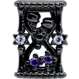 20G 1/4 Purple Clear Gem Black Gothic Hourglass Nose Bone