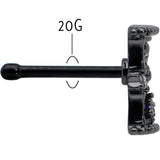 20G 1/4 Purple Clear Gem Black Gothic Hourglass Nose Bone