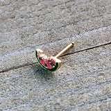 20G 1/4 Gold Tone Watermelon Bite Nose Bone