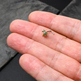 20G 1/4 Clear Gem Golden Palm Tree Style L Shape Nose Ring