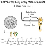 20G 1/4 Clear Gem Golden Palm Tree Style L Shape Nose Ring