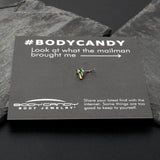 20G 1/4 Clear Gem Golden Palm Tree Style L Shape Nose Ring