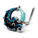 20G 1/4 Leaping Blue Dolphin L Shape Nose Ring