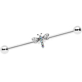 14G Aurora Gem Dragonfly Flying Industrial Barbell 38mm